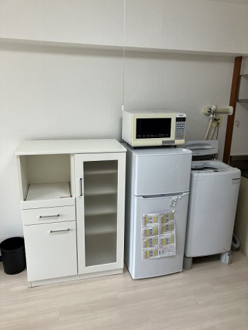レンジボード、洗濯機、冷蔵庫、電子レンジ、